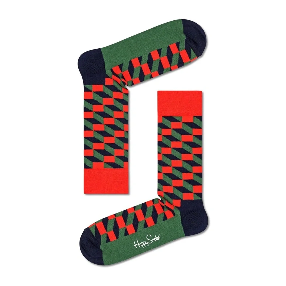 Unisex Happy Socks 2 Pack Snowman/Geometric Gift Set of Socks